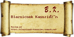 Blazsicsek Kasszián névjegykártya
